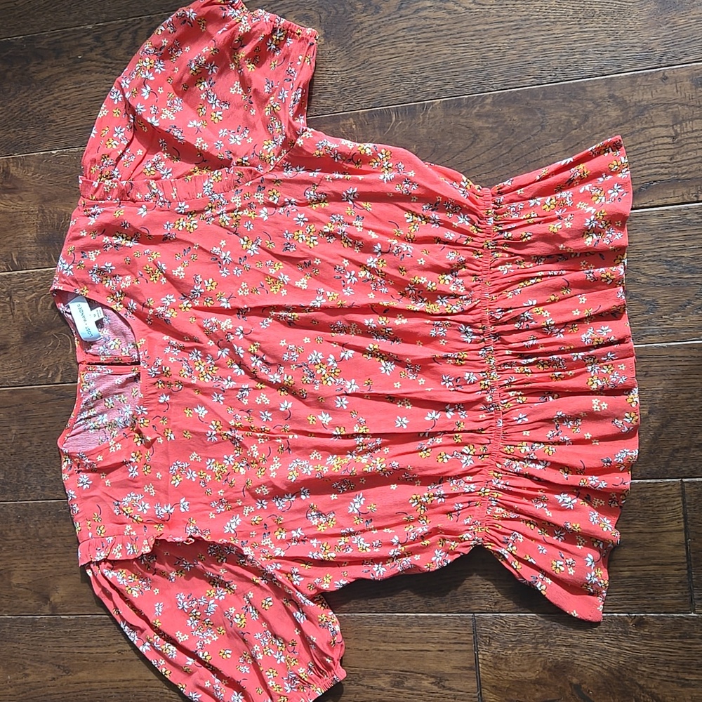 Lost + Wander Everyday Adventures Floral Peplum Short Sleeve Top Size M